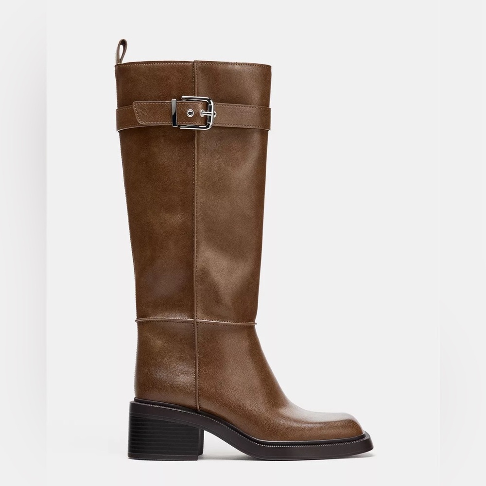 New Zara High Shaft Topstitched Boots in US 8
